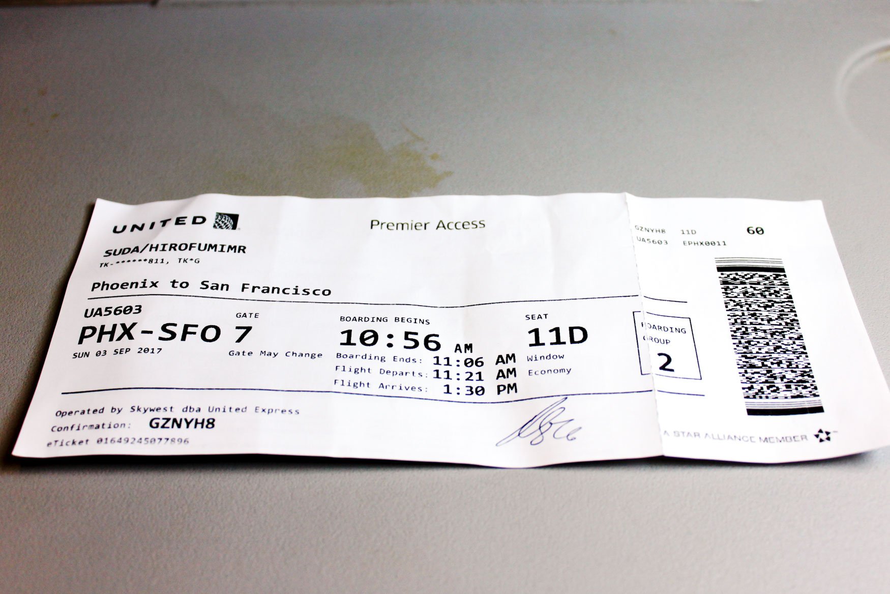 United Express Boarding Pass