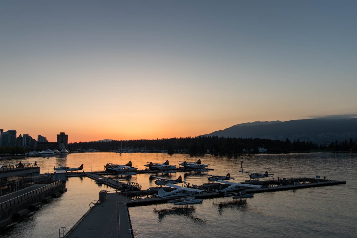 Vancouver Harbour Seaplane Base During Sunset