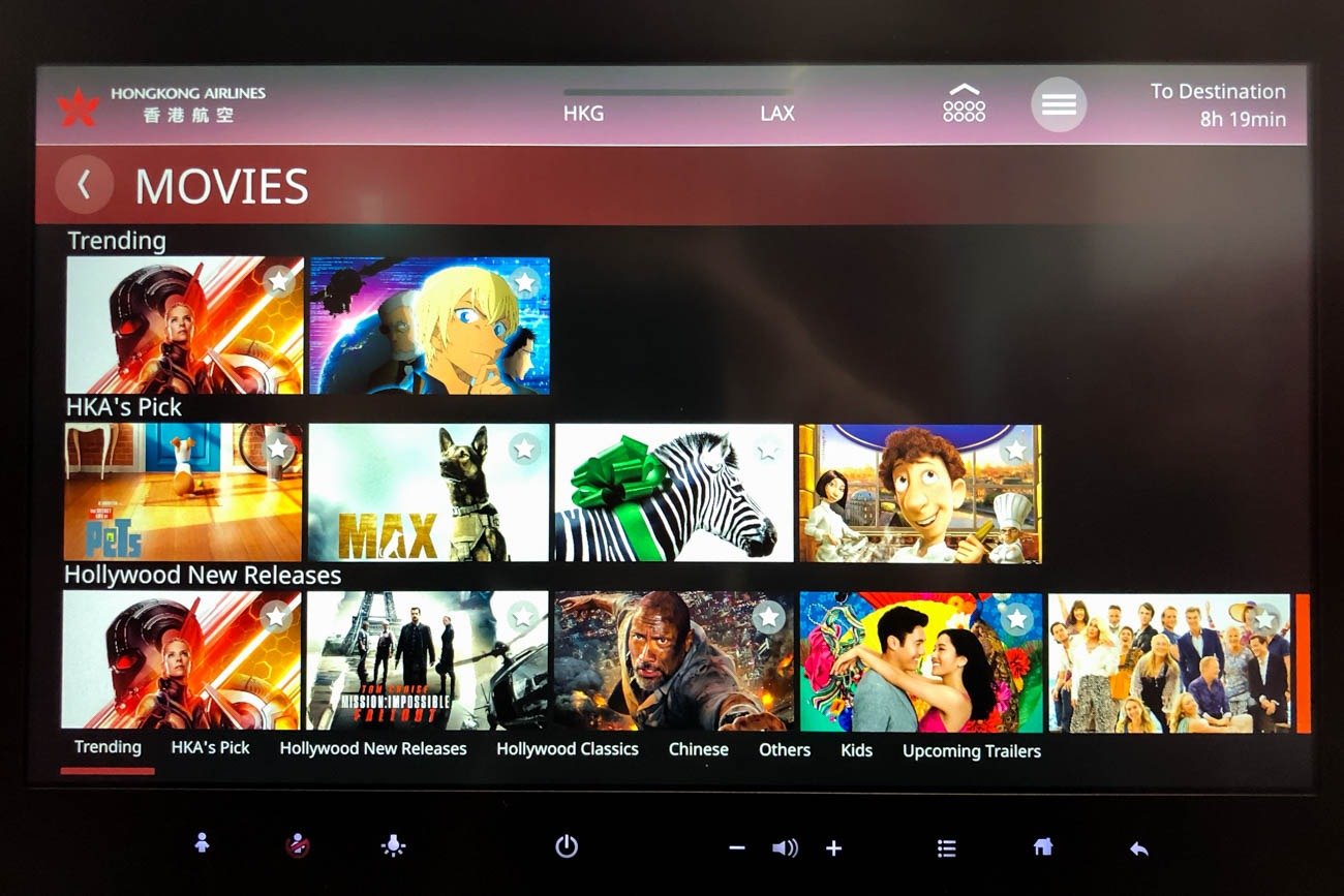 Hong Kong Airlines A350 In-Flight Entertainment (Movies)