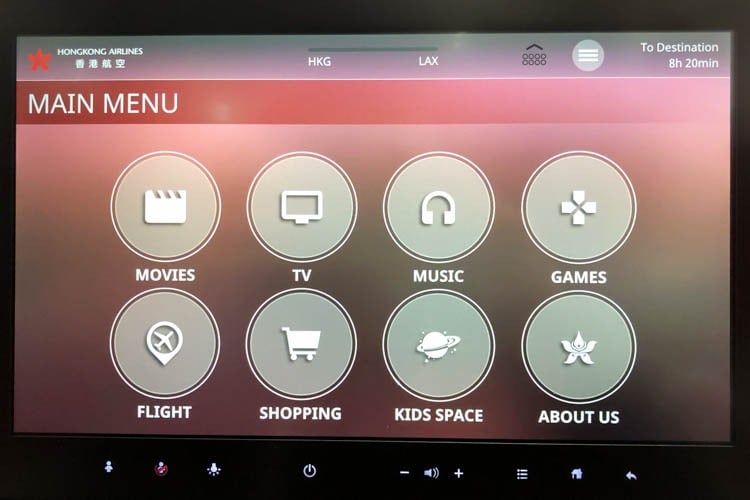 Hong Kong Airlines A350 In-Flight Entertainment
