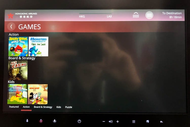 Hong Kong Airlines A350 In-Flight Entertainment (Games)